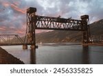 Railroad drawbridge at the mouth of the Clearwater River at Lewiston Idaho