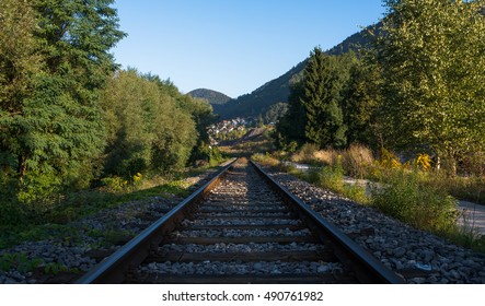 Railroad Leading From Steel Factory To The Town