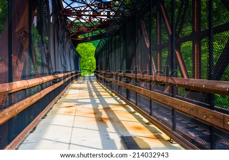 Railroad and pedestrian bridge at Lehigh Gorge State Park, Pennsylvania.