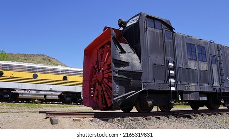 Railroad Rotary Snow Plow In Train Yard