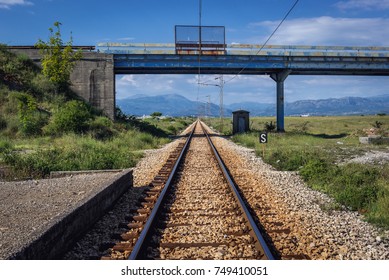 Railroad Station Near Podgorica International Airport In Montenegro