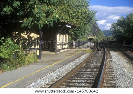 Railroad station and tracks in Harpers Ferry, WV