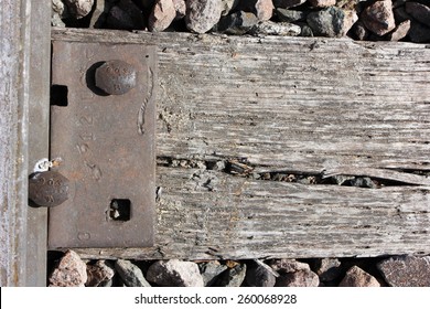 Railroad Tie And Spike Close Up