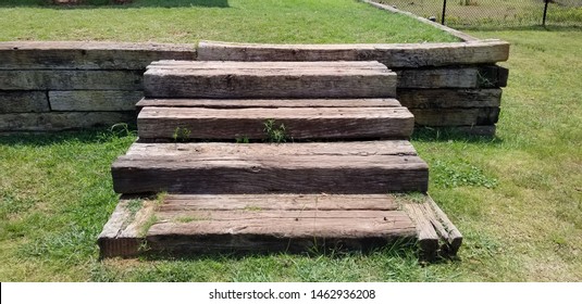 Railroad Tie Steps In Park