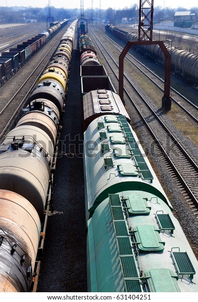 railroad track
with old wagons for your design
