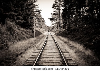 Railroad track sepia - Powered by Shutterstock