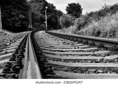 Railroad tracks black and white photography - Powered by Shutterstock