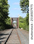 Railroad Tracks and Bridge between Trees in Indianapolis, IN, USA