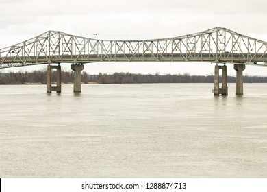 Railroad Tracks Over The Tennessee River In Decatur, Alabama