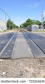 Railroad Tracks Patchogue Long Island New York Blue Sky Clouds USA