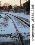 railroad tracks in the snow