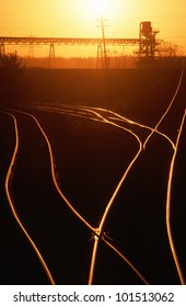 Railroad Tracks At Sunset, East St. Louis, Missouri