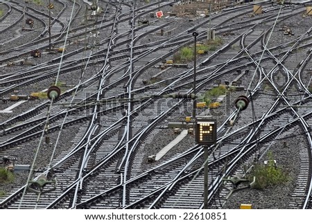 railroadtracks near the central station in hamburg, germany