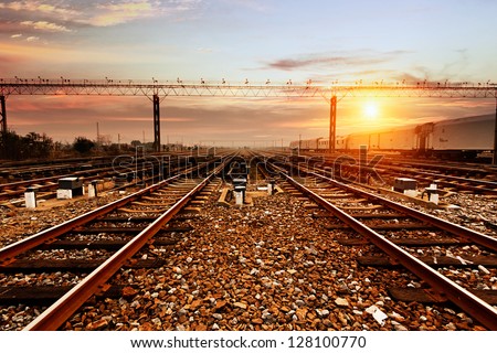 Rails under the sky background