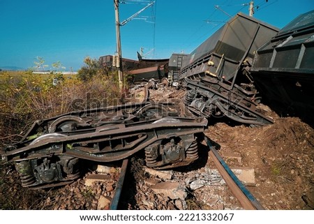 Similar – Image, Stock Photo destroyed trains in a city lost in the war in Ukraine