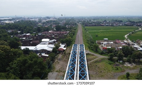 Railway Bridge In The Bengawan Solo River