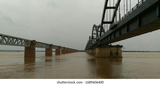 Railway Bridge On Godavari River