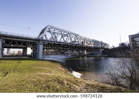 Railway bridge over the Moscow River.Russia    