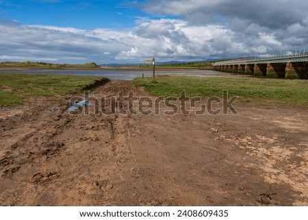 Railway Bridge over the River Esk, seen near Newbiggin, Cumbria, England, UK