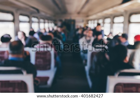 Railway carriage with people