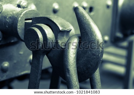 railway coupling  hook on train - old steel hook