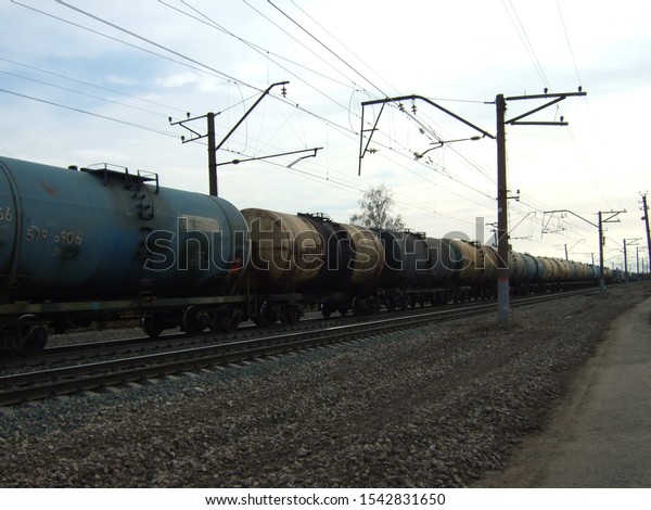 Railway. Freight\
traffic. Huge freight\
train.