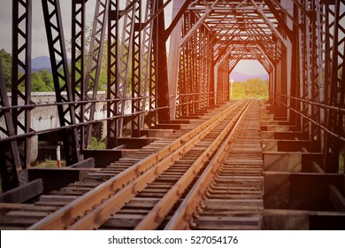 Railway For High Speed Train Between City. Railway With Tunnel Structure For Cross The River. Civil Engineer Plan To Maintenance Railway With Schedule. Journey Concept Of The People For Travel.