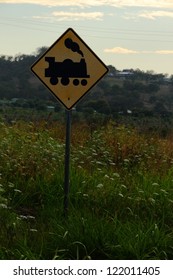 Railway Level Crossing With Poison Hemlock Outside Toowoomba Rural Australia