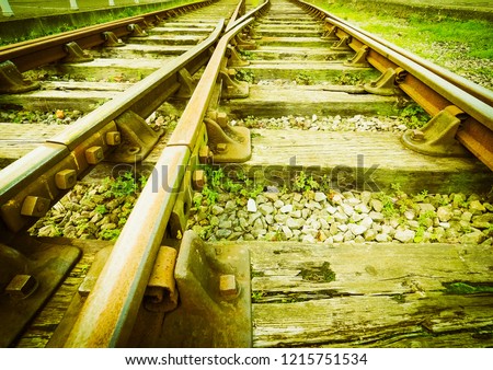 Railway railroad tracks for train public transport vintage retro