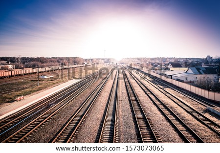 Railway rails in the city
