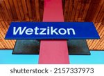 Railway station board in Wetzikon, the largest municipality in the district of Hinwil in the Swiss canton of Zurich.