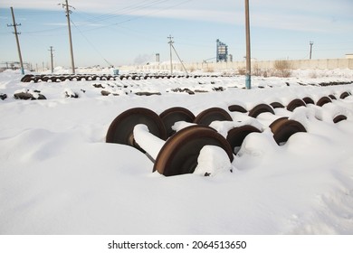 Railway Station For Freight Trains. Russia, Tyumen. Winter 