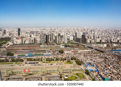 Railway Station In Malba Buenos Aires, Aerial View  (Argentina)