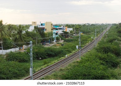 Railway Track Covered With Trees India