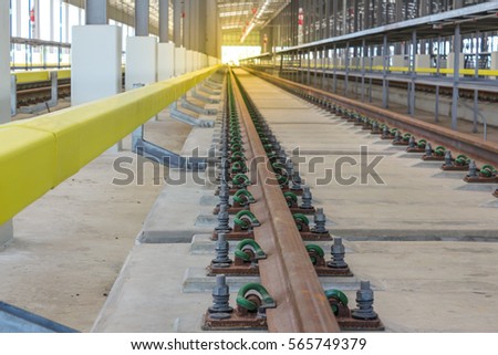 Railway or track in depot of skytrain
