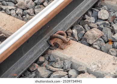 Railway track in India. Indian Railways Diesel-Electric Multiple Unit train - Powered by Shutterstock