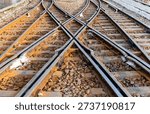 railway track junction with multiple rail lines intersecting