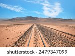 Railway track leading through the Namib Desert - Namibia, Africa