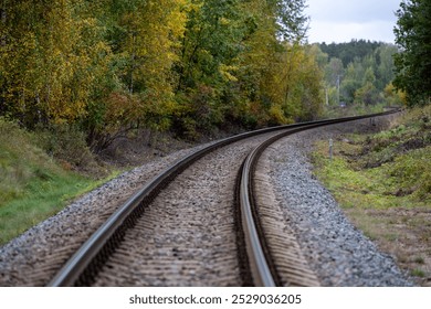 Railway tracks curve through the autumn forest, curve
 - Powered by Shutterstock