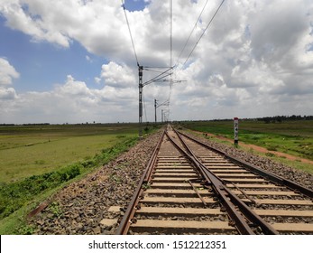 Railway Tracks And Fields Just Few Steps Away From The Last Station Of India Names 