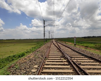 Railway Tracks And Fields Just Few Steps Away From The Last Station Of India Names 