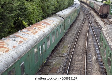 Railway Tracks with Railroad Carriages - Shutterstock ID 108815159