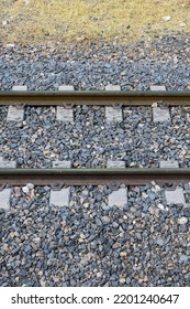 Railway Tracks With Track Ballast Stones