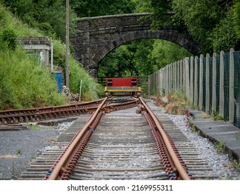 Railway train rail buffers, end of the line. UK