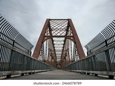 railway trestle bridge in the hudson valley (steel and wood pedestrian cycling biking walking path) rail trail scenic hiking kitchawan preserve yorktown heights new york empire state putnam railroad - Powered by Shutterstock