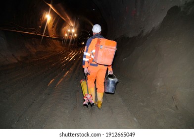 a railway tunnel construction site, rail network and tunnel construction
