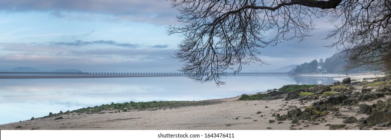 Railway Viaduct And The Misty Coastline Of Arnside, Cumbria