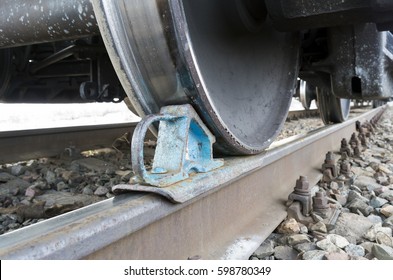 Railway Wheel Chock Close-Up