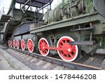 Railway wheels of the installation-conveyor marine railway artillery TM-3-12 caliber 305 mm, USSR. Military equipment of the Second world war.