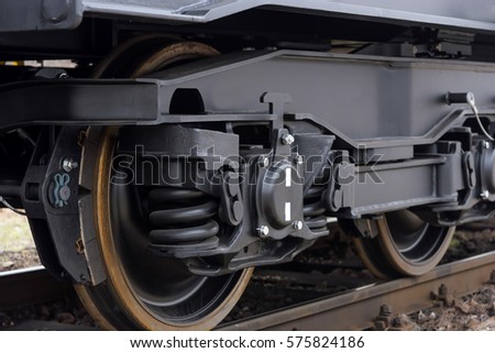 Railway wheels wagon .Freight (cargo) train.